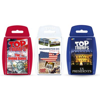 Top Trumps Red White and Blue Card Game Bundle, The United States, Washington DC, US Presidents