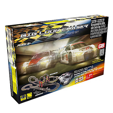 Golden Bright Electric Powered Big Loop Chaser Road Racing Slot Car Set, 37 ft. of Track, Audi R8 LMS