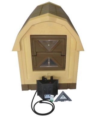 Dog Palace Insulated Dog House with Palace Central Heater 2.0, Tan Brown Coco heated dog house