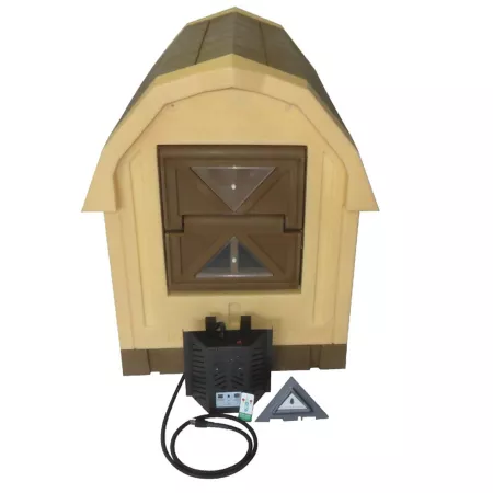 Dog Palace Insulated Plastic Outdoor Kennel with Palace 2.0 Central Heating Light Brown Dog Houses