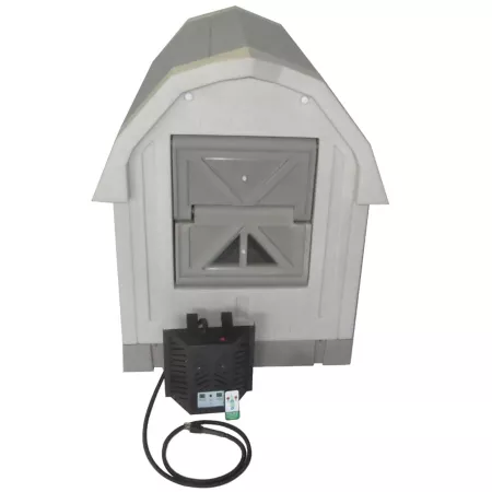 Dog Palace Insulated Plastic Outdoor Doghouse with Palace 2.0 Central Heating Taupe Gray Dog Houses