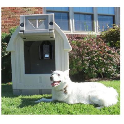 Image showing 6 th Dog Palace Insulated Outdoor Plastic Dog House with Palace Central Heater 3.0, Taupe Gray