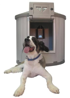 Image showing 7 th Dog Palace CRB Palace Insulated Outdoor Plastic Dog House with Palace Central Heater 3.0, Gray