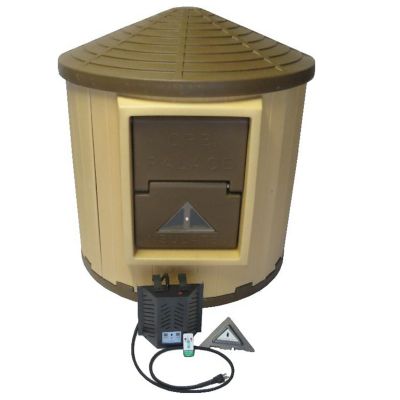 Dog Palace Insulated Outdoor Plastic Dog House with Palace Central Heater 2.0, Brown