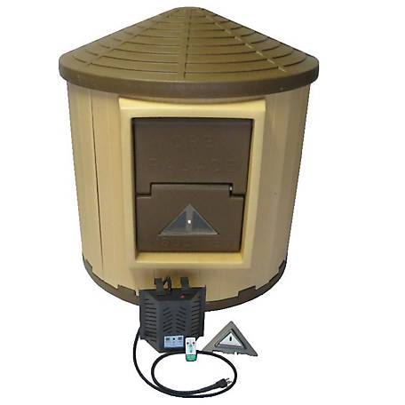 Dog Palace Insulated Dog House with Palace Central Heater 2.0, Brown