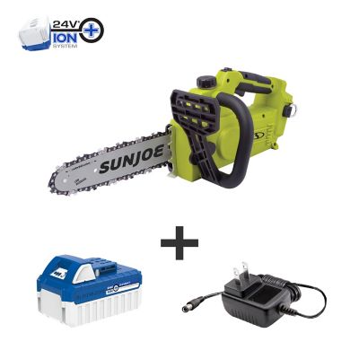 Sun Joe 10 in. 24V Cordless Ion Chainsaw Kit, 4.0Ah Battery and Charger Included