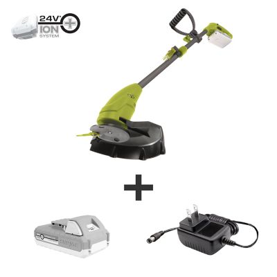 Sun Joe 10 in. 24V iON Cordless Lightweight Stringless Grass Trimmer Kit with 2.0 Ah Battery and Charger