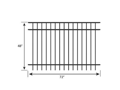 Image showing  4 ft. x 6 ft. Berkshire Aluminum Fence Panel, Black