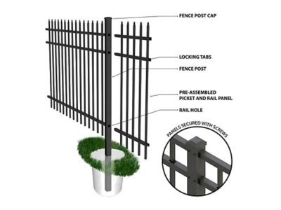 Image showing 7 th Ironcraft Fences 84 in. Orleans Aluminum End/Gate Post with Flat Cap
