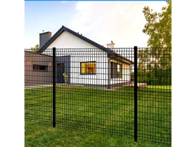 Image showing 7 th Ironcraft Fences 86 in. Euro Steel Fence Post with Cap and Clips