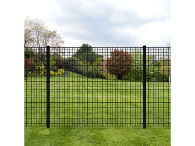 Image showing 9 th Ironcraft Fences 86 in. Euro Steel Fence Post with Cap and Clips