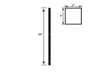 Image showing  62 in. Euro Steel Fence Post with Flange, Cap and Clips