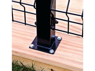 Image showing 5 th Ironcraft Fences 62 in. Euro Steel Fence Post with Flange, Cap and Clips