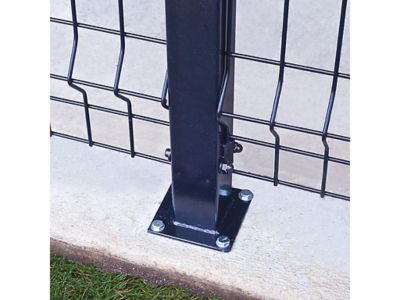 Image showing 6 th Ironcraft Fences 62 in. Euro Steel Fence Post with Flange, Cap and Clips