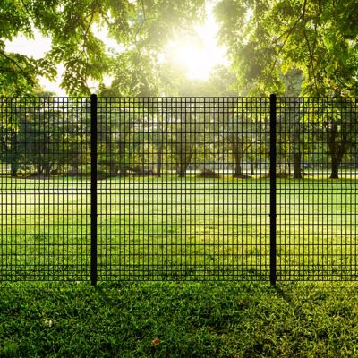 Ironcraft Fences 6 ft. x 6 ft. Euro Steel Fence Panel, Black