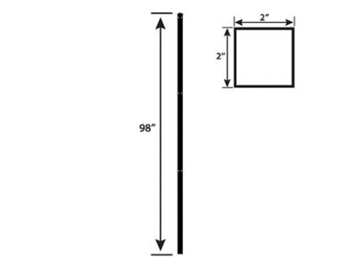 Image showing 5 th Ironcraft Fences 98 in. Euro Steel Fence Post with Cap and Clips
