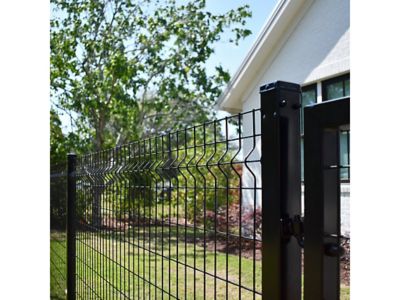 Image showing 9 th Ironcraft Fences 98 in. Euro Steel Fence Post with Cap and Clips
