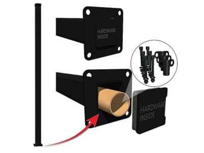 Image showing 10 th Ironcraft Fences 74 in. Euro Steel Fence Post with Flange, Cap and Clips