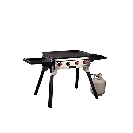 Camp Chef Propane 4-Burner 12,000 BTU Portable Flat Top Grill and Griddle, Stainless Steel Burners