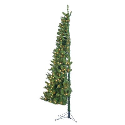 Sterling Tree Company 7 ft. Pre-Lit Glenwood Spruce Corner Artificial Christmas Tree with 300 Clear Lights