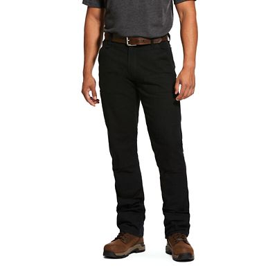 Ariat Men's Stretch Fit Low-Rise DuraStretch Made Tough Double-Front Stackable Straight Leg Work Pants, Black