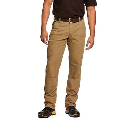Image showing  Men's Stretch Fit Low-Rise DuraStretch Made Tough Double-Front Stackable Straight Leg Work Pants, Brown