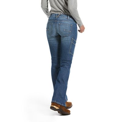 Image showing  Women's Stretch Fit Mid-Rise Rebar DuraStretch Raven Bootcut Work Jeans