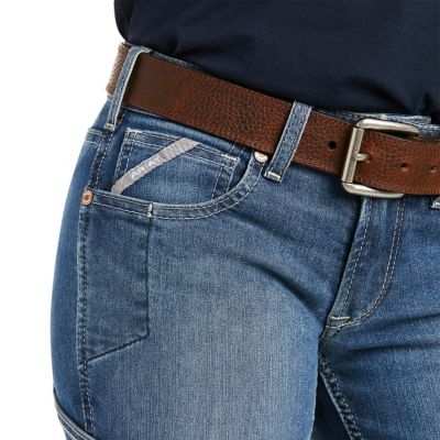 Image showing  Women's Stretch Fit Mid-Rise Rebar DuraStretch Raven Bootcut Work Jeans