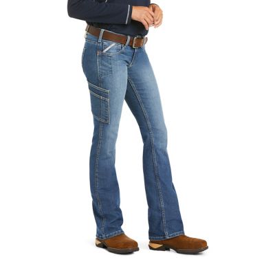 Image showing  Women's Stretch Fit Mid-Rise Rebar DuraStretch Raven Bootcut Work Jeans