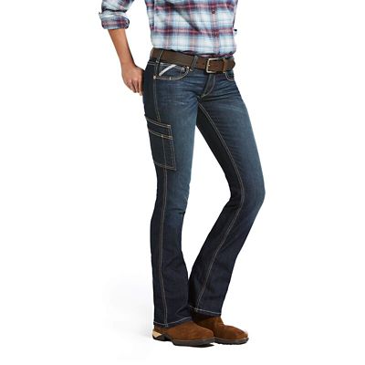 Ariat Stretch Fit Low-Rise Rebar DuraStretch Riveter Bootcut Work Jeans