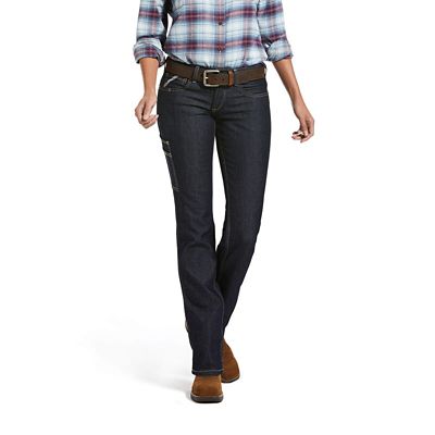 Ariat Women's Stretch Fit Low-Rise Rebar Raven Stackable Straight Leg Work Jeans