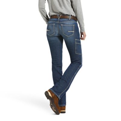 Image showing 1 th Ariat Women's Mid-Rise Rebar DuraStretch Riveter Straight Leg Work Jeans