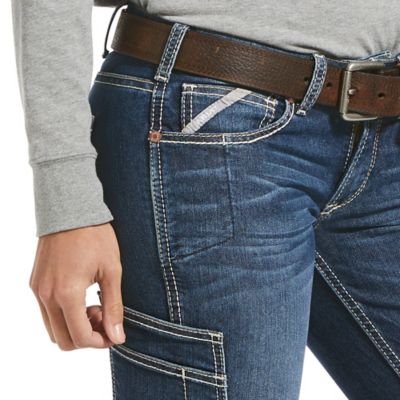 Image showing 3 th Ariat Women's Mid-Rise Rebar DuraStretch Riveter Straight Leg Work Jeans
