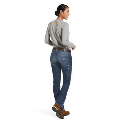 Image showing 5 th Ariat Women's Mid-Rise Rebar DuraStretch Riveter Straight Leg Work Jeans