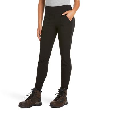 Ariat Women's Rebar DuraStretch Utility Leggings, 11 oz. Double Weave Stretch Fabric They are thicker than your average legging, and the pocket actually is a good size to hold your phone