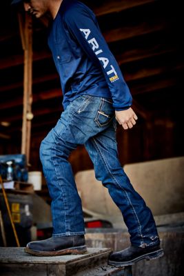 Image showing 6 th Ariat Men's Slim Fit Low-Rise Rebar M7 DuraStretch Edge Straight Leg Work Jeans