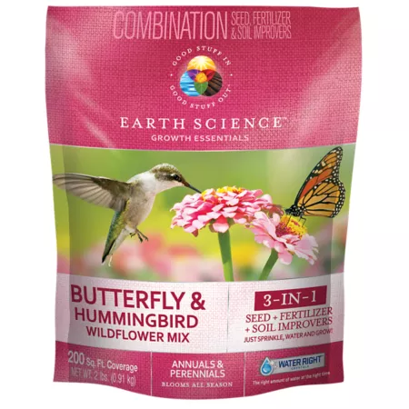 Earth Science All-in-One Wildflower Seed Mix for Butterflies and Hummingbirds Plant Food Soil Conditioners and Water Right Crystals Flower Seeds