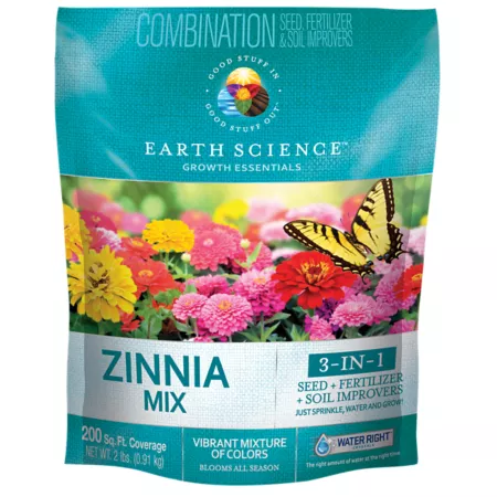 Earth Science Zinnia All-in-One Flower Mix with Seeds Plant Food Soil Conditioners and Water Crystals Flower Seeds