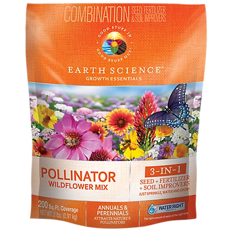 Earth Science Pollinator All-in-One Wildflower Mix with Seed, Plant Food, Soil Conditioners and Water Crystals