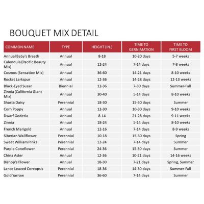 Image showing  Wildflower Bouquet All-in-One Flower Mix with Seed, Plant Food, Soil Conditioners and Water Right Crystals