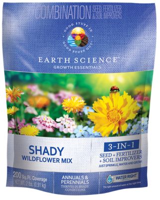 Earth Science Shady All-in-One Wildflower Mix with Seed, Plant Food, Soil Conditioners and Water Right Crystals