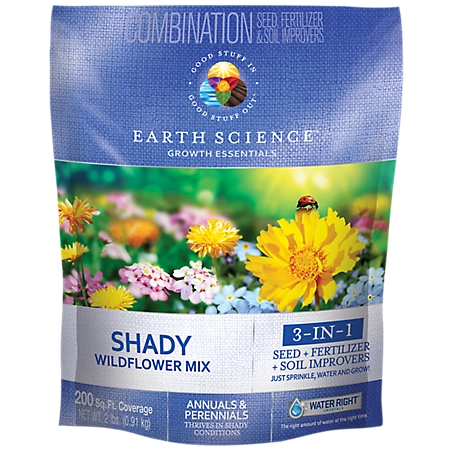 Earth Science Shady All-in-One Wildflower Mix with Seed, Plant Food, Soil Conditioners and Water Right Crystals