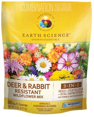 Earth Science Deer and Rabbit Resistant Wildflower Mix with Seed, Plant Food, Soil Conditioners and Water Right Crystals