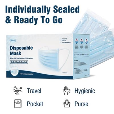 Image showing 3 th WeCare Disposable Protective Face Mask with Anti-Fog Nose Pad, Latex-Free