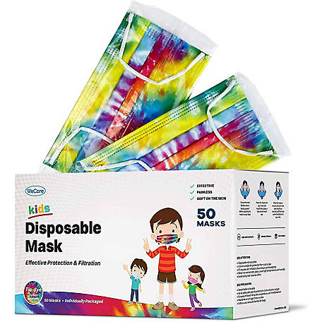 WeCare Kids' Protective Disposable Face Masks, Integrated Anti-Fog Nose Pad, Latex-Free