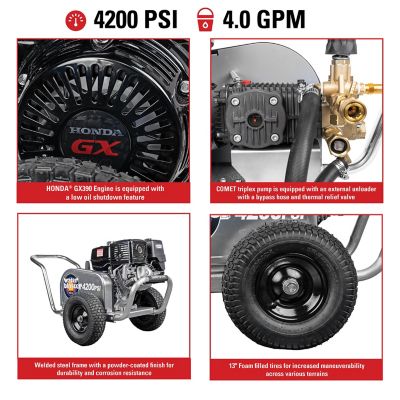 Image showing  4,200 PSI 4 GPM Gas Cold Water Industrial Series Pressure Washer, Honda GX390 Engine, 49-State