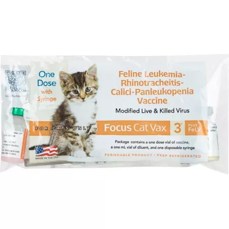 Spectra Focus Vax 3 Plus FeLV Vaccine for Cats with Syringe 1 Dose Cat Vaccines