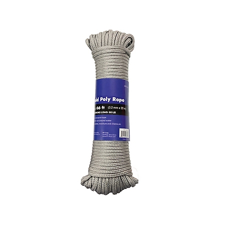 CORDA 1/8 in. x 66 ft. Diamond Braid Polypropylene General Purpose Rope, Grey