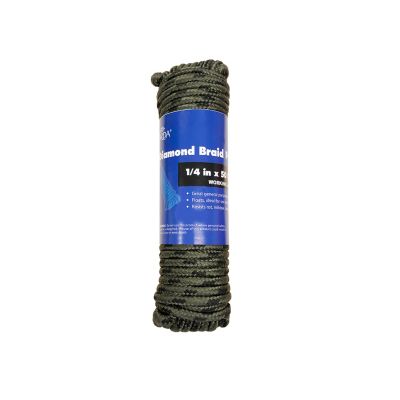 CORDA 1/4 in. x 50 ft. Diamond Braid Polypropylene General Purpose Rope, Green Camo