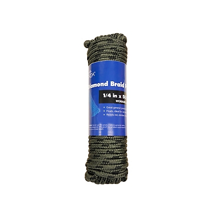 CORDA 1/4 in. x 50 ft. Diamond Braid Polypropylene General Purpose Rope, Green Camo